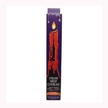 (set of 2) Red, Black Orange Drip candles