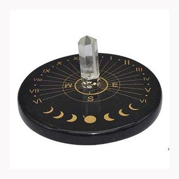 Reloj solar de 3" con ágata negra y cristal