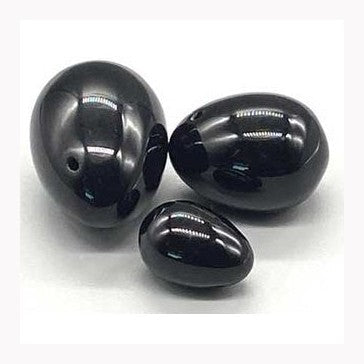 (set of 3) Black Obsidian Yoni eggs