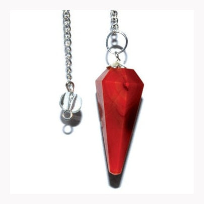 Péndulo de cornalina roja de 6 lados