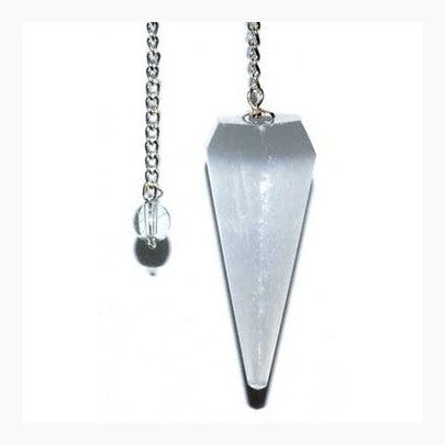 Péndulo de selenita de 6 lados y 7 chakras