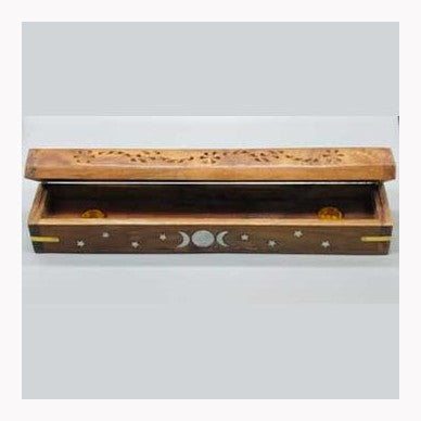 12" Flip Top Triple Moon incense burner holder