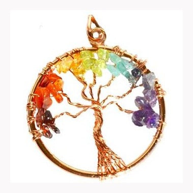 7 Chakra Tree of Life pendant copper color