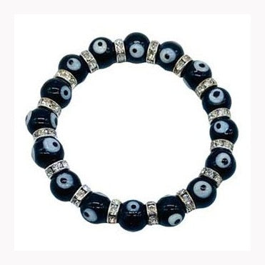 8mm Evil Eye, Black bracelet