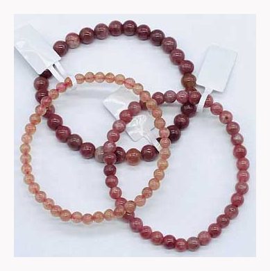 Pulsera de cuarzo, fresa, 4-8 mm