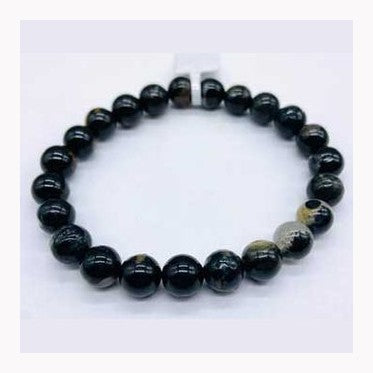 6mm Tourmaline, Black W Quartz bracelet