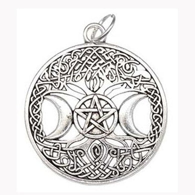 1 1/4" Tree of Life Triple Moon Pentagram amulet