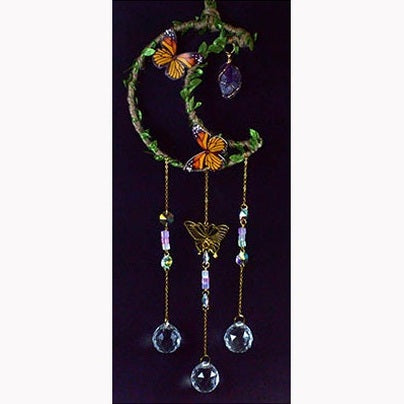 21" Amethyst Moon W Butterfly sun catcher