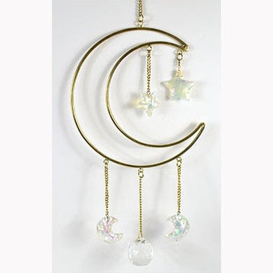 14 1/2"x 6" Crescent Moon with Stones wall hanging