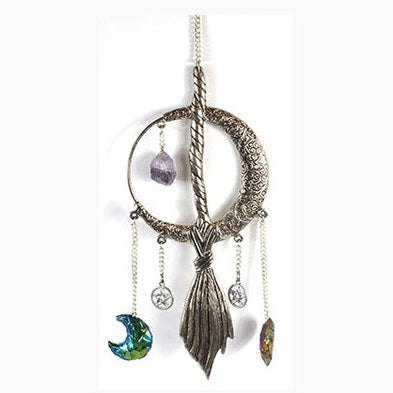 12"x 3 1/2" Moon & Broom wall hanging