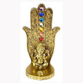 5 15/16" gold Ganesha Chakra Hand incense burner