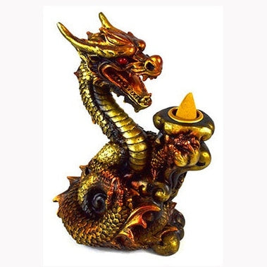 6" Copper Dragon back flow incense burner